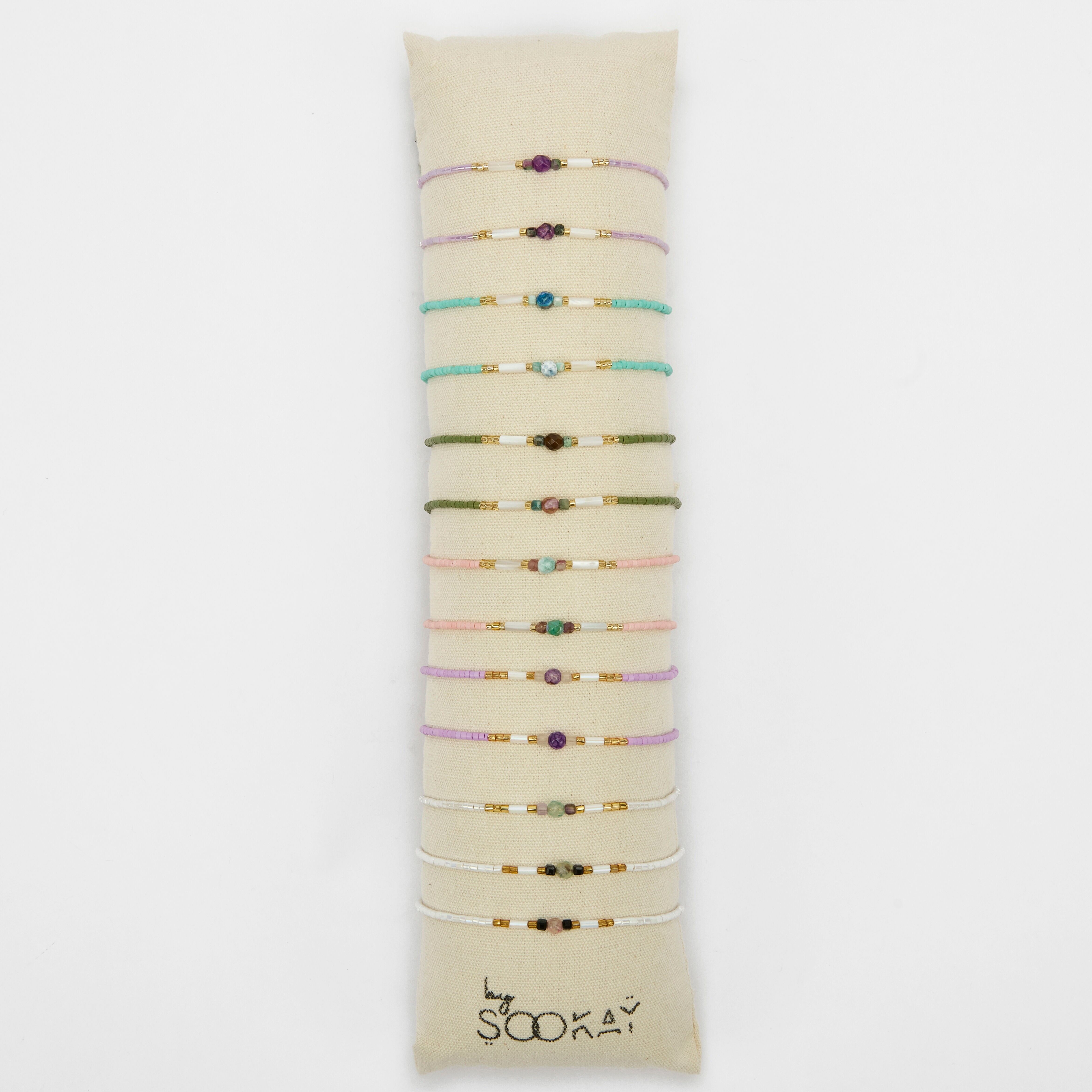 handgefertigte Armbänder aus Perlmutt und japanischen Perlen