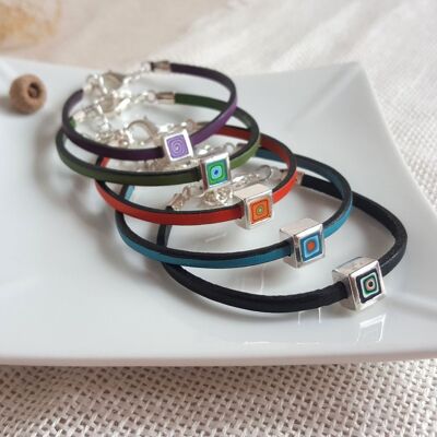 Bracelet carré "Millefiori" réalisé à la main avec de l'argile