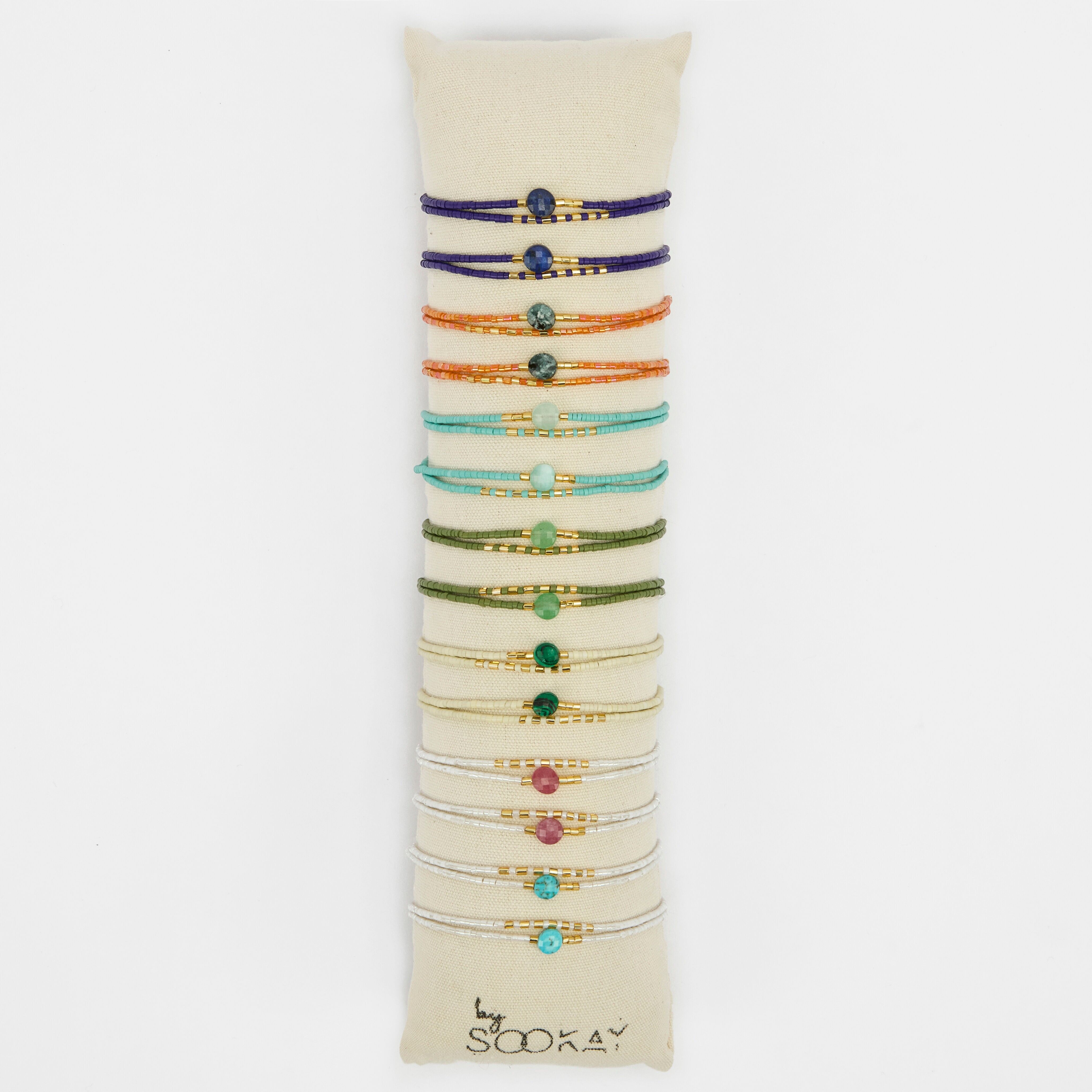 Doppelarmbänder, großer runder facettierter Stein handgefertigt