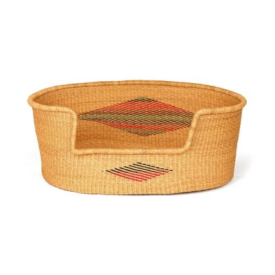 AKOSUA: Cesta para perros grande en color natural, azul y rojo