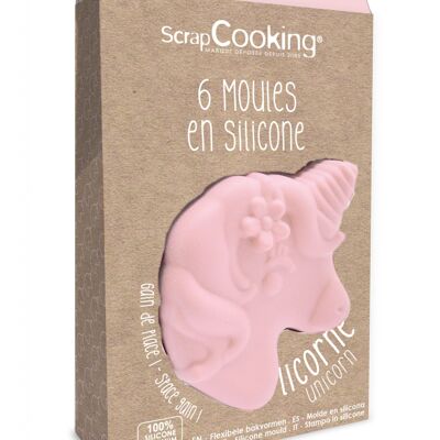 6 moules silicone individuels "licorne"