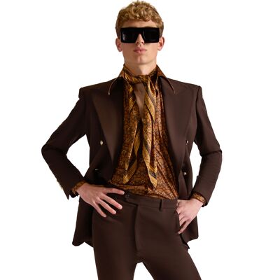 Helen Anthony Peak Lapel Double Breasted Wool Blazer