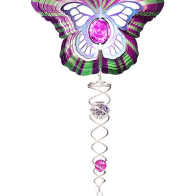 Wind spinner, Spin Art, Butterfly Purple Artist Crystal Tail, ACTBUC0800, total length 60cm