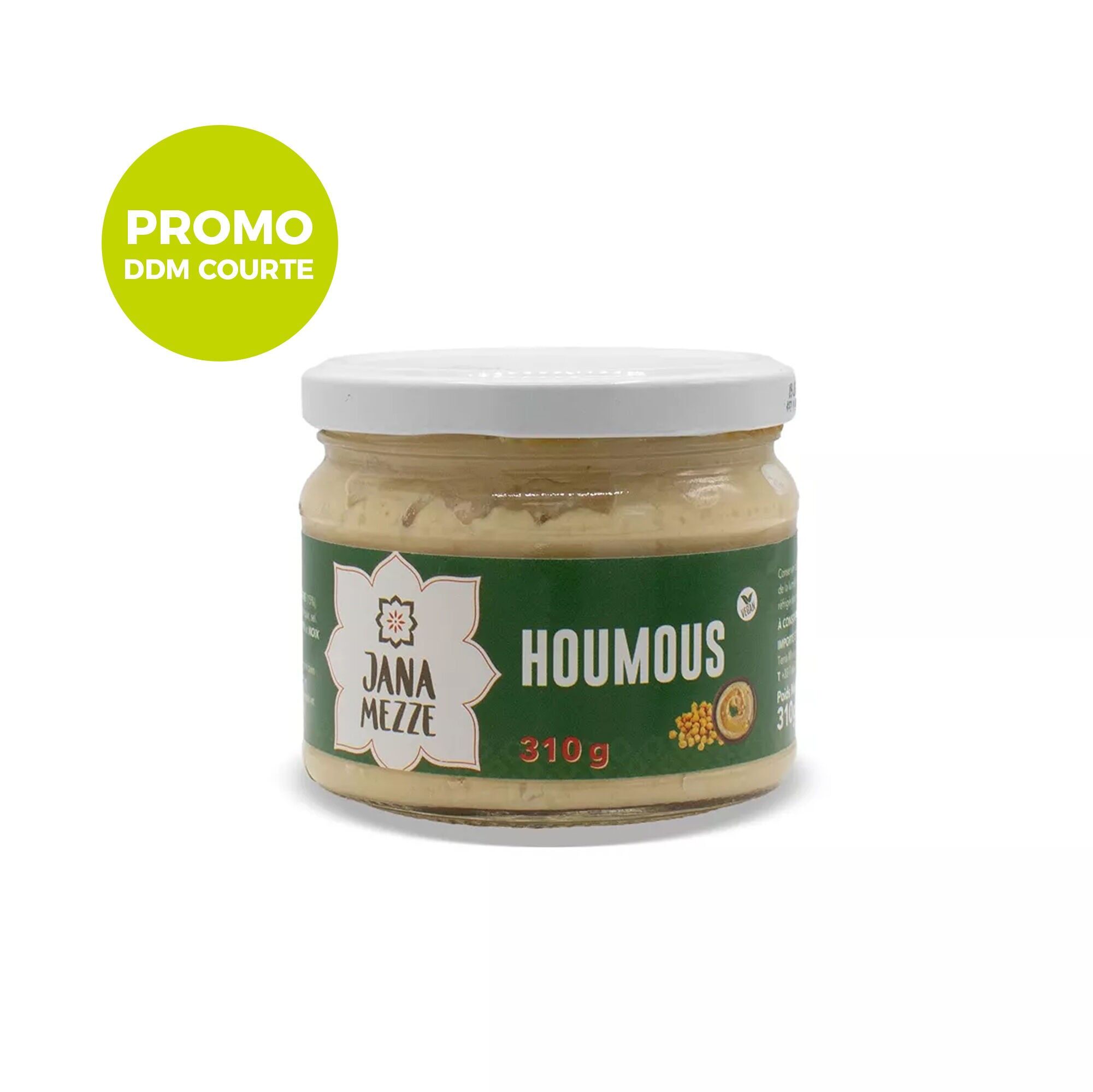 JANA Mezze – Hummus natural – 310 g – Puré de garbanzos con tahini – Listo para comer – PROMOCIÓN Consumir preferentemente antes de mayo de 2026 con un -50 %