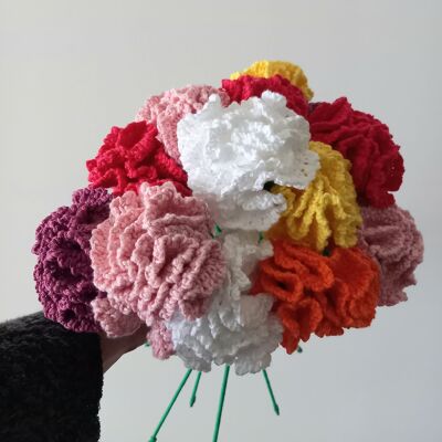 Bouquet de 5 oeillets au crochet