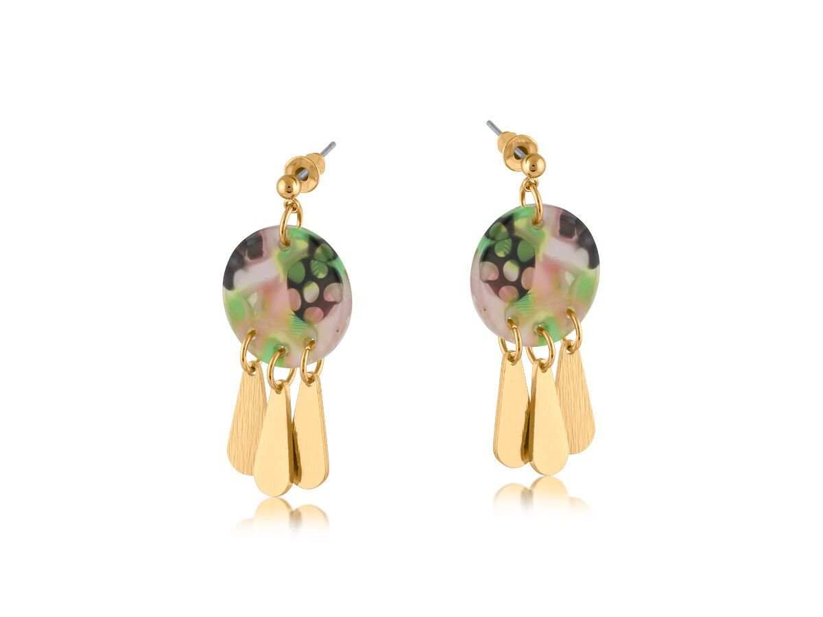 3727 BOUCLES D'OREILLES PENDANTES EN MÉTAL ET RÉSINE CAPRI