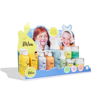 WH | Esposizione di prodotti per la cura della pelle per bambini Lav