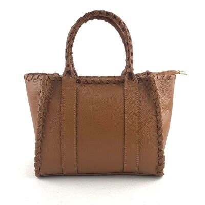Borsa a tracolla in pelle di vitello intrecciata a mano con cuciture FW25