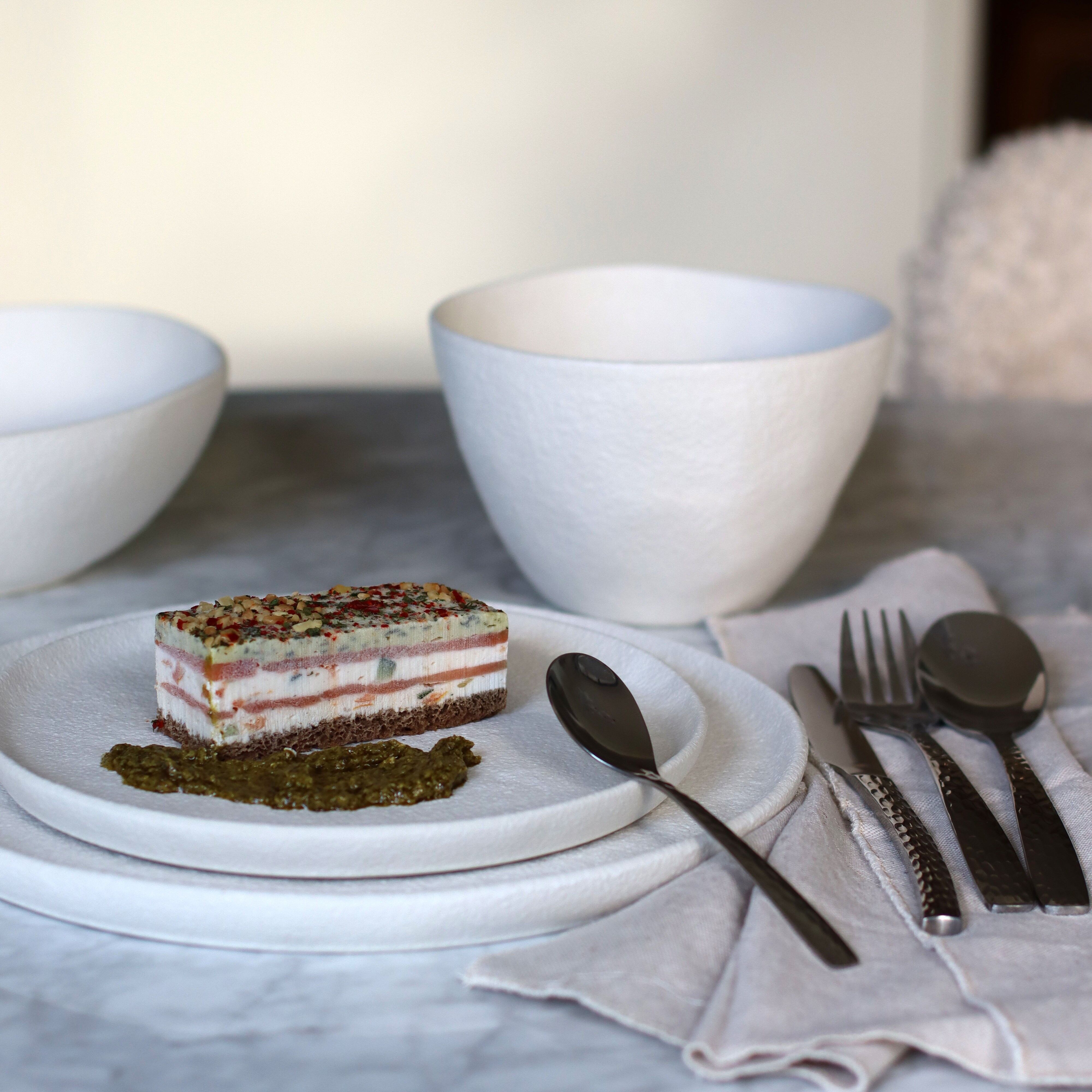 Piatto da dessert Snowstack da 21 cm in gres bianco opaco