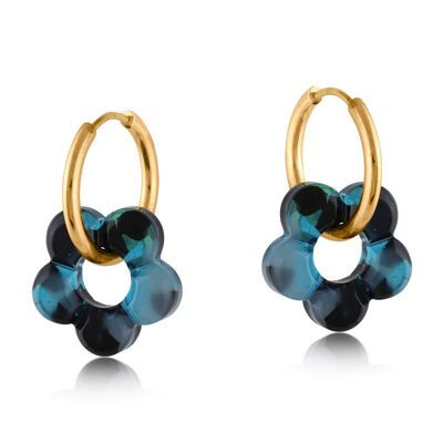 3718 HISPANIA BOUCLES D'OREILLES FLORALES EN MÉTAL ET RÉSINE