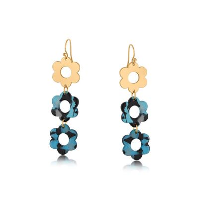 3719 LOLA LONG DANGE BOUCLES D'OREILLES FLORALES EN MÉTAL ET RÉSINE