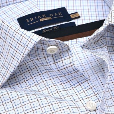 Chemise à carreaux facile d'entretien - Marron café