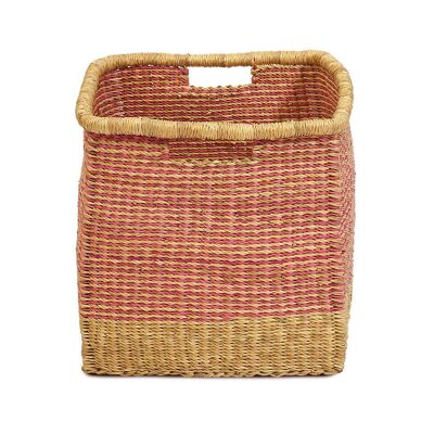 SUHUMA : Panier de rangement carré naturel et rose pour KALLAX