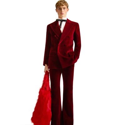 Helen Anthony Peak Lapel Double Breasted Velvet Blazer
