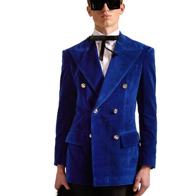 Helen Anthony Peak Lapel Double Breasted Velvet Blazer
