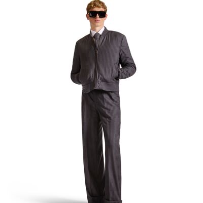 Helen Anthony Pinstripe Short Bomber Jacket