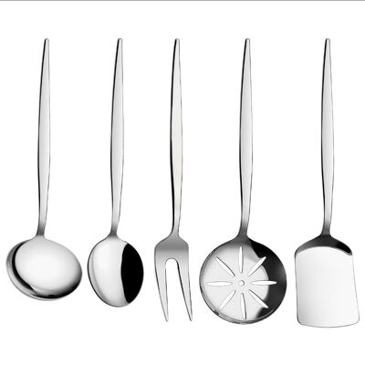 Asya Collection - Set di 5 posate in acciaio inossidabile (argento)