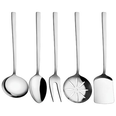 Set di 5 posate in acciaio inossidabile della collezione Pirlanta (argento)