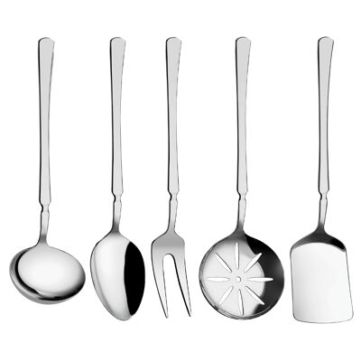 Ustensiles en acier inoxydable de la collection Kardelen, lot de 5 (argent)