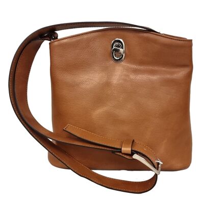 BORSA A SECCHIELLO IN PELLE-TEAK