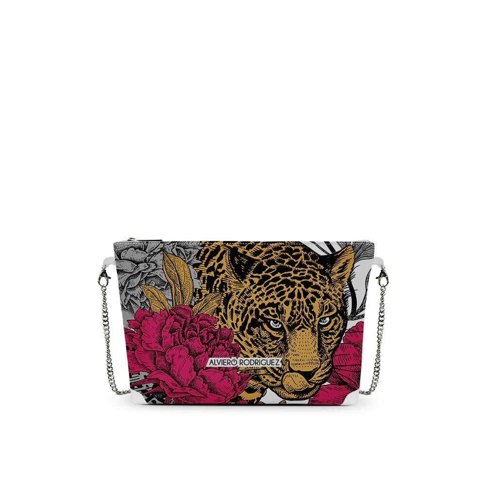 DIVA TASCHE WEISS BLUMEN LEOPARD