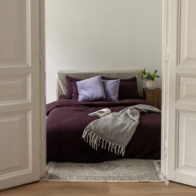 Parure de lit en lin violet foncé
