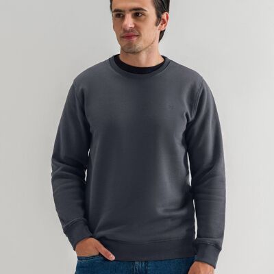 Sweat-shirt classique à col rond anthracite