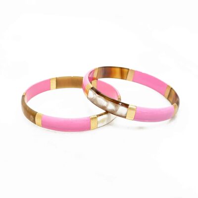 Pulsera de hoja de oro rosa en cuerno auténtico - 1,2 cm