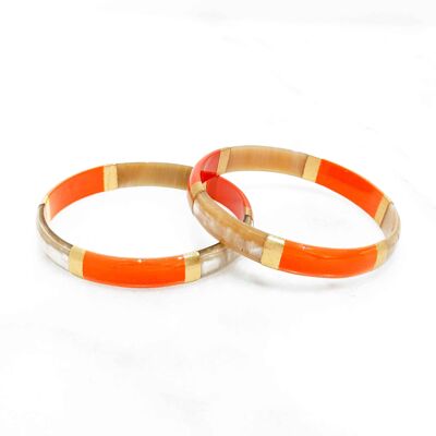 Bracciale foglia oro arancione in vero corno - 1,2 cm