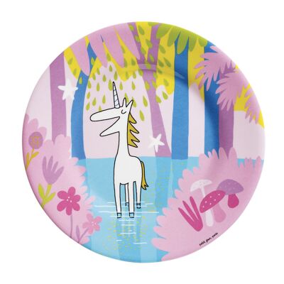 PIATTO DA DESSERT UNICORNO FORESTA Ø20cm