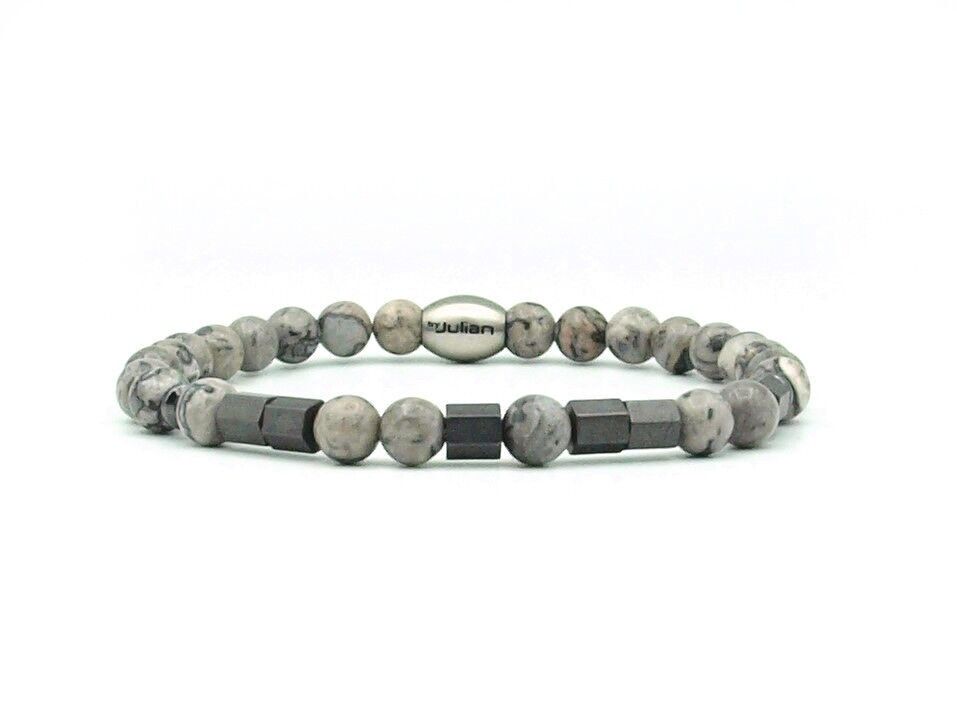 Pulsera de código Morse Papa ágata gris