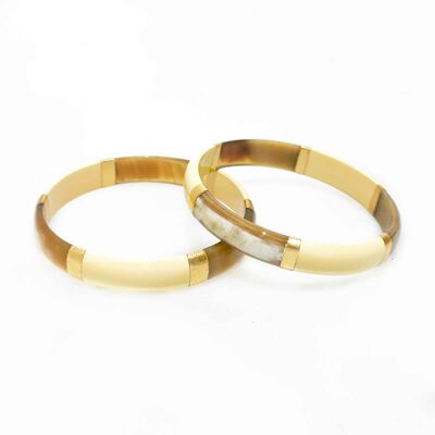 Pulsera de hoja de oro vainilla en cuerno genuino - 1,2 cm