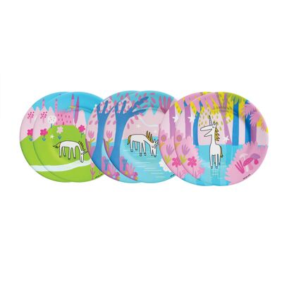 SET OF 6 UNICORN DESSERT PLATES