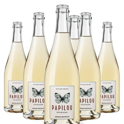 Papilou organic natural sparkling white wine 2023 Pack of 6 bottles 75cl