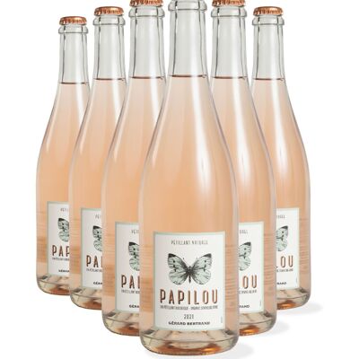 Papilou Natural Sparkling Rosé Wine 2023 Pack of 6 Bottles 75cl