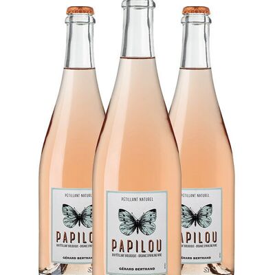 Papilou Natural Sparkling Rosé Wine 2023 Pack of 3 Bottles 75cl