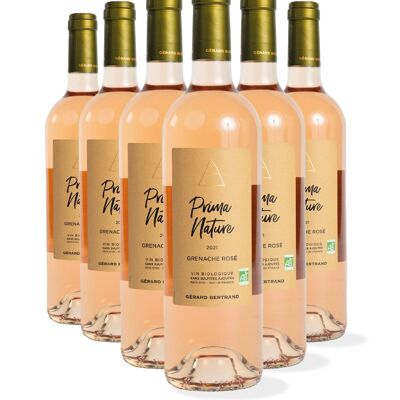 Vino rosado vegano ecológico Prima Nature Grenache 2024 sin sulfitos Pack de 6 Botellas