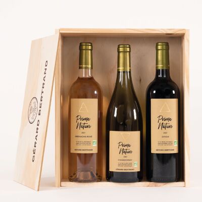 Estuche de regalo Prima Nature Chardonnay, Grenache y Cabernet Sauvignon