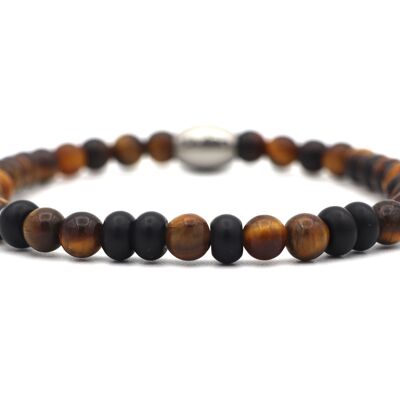 Pulsera de código Morse para papá, ojo de tigre y ónix