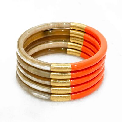 Bracciale colorato in foglia arancione e oro - Vero corno