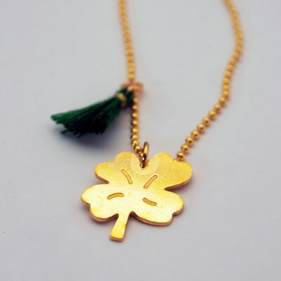 Collana con nappa a forma di trifoglio placcata in oro - realizzata in Francia