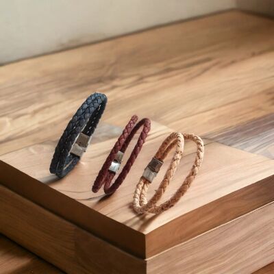 Bracelet en liège tressé Léo - bijoux homme éthiques