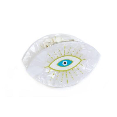 Hair clip evil eye mother of pearl green