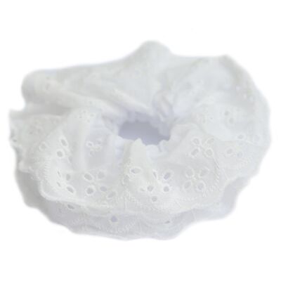 Scrunchie ricamato bianco