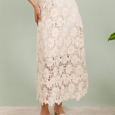 Falda larga de encaje floral - 2622