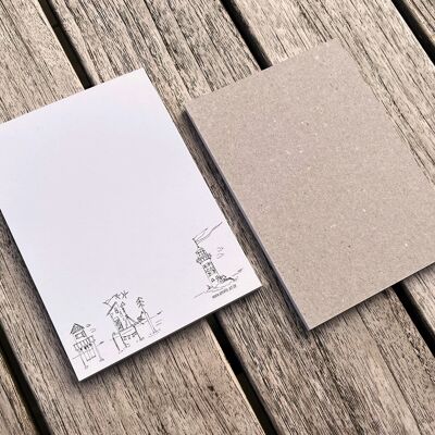 Blocco note A6 in carta riciclata | Case al mare | 50 fogli | sfoderato