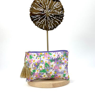 SMALL COTTON POUCH WITH COLORFUL LUCK POMPOM