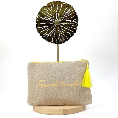 COTTON AND LINEN POUCH WITH POMPOM "FRENDS TOUCH"