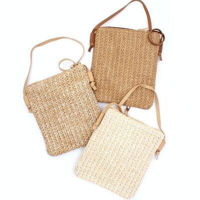 Borsa a tracolla dall'aspetto naturale.19x16 cm