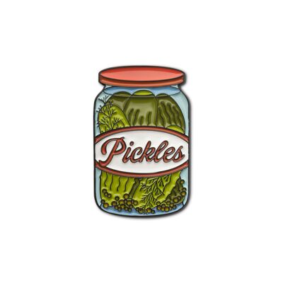 Broche en émail « Pot à cornichons »